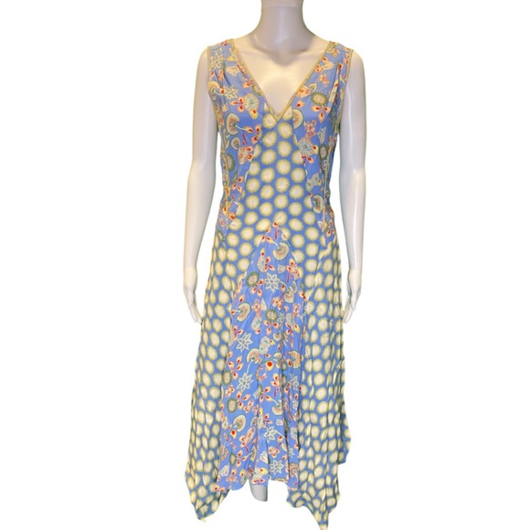 NWT Diane von Furstenberg Optimus Mix Print Handkerchief Hem Dress - Picture 3 of 5